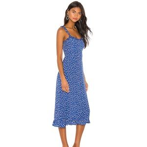 FAITHFULL THE BRAND Noemie Midi Dress in Blue